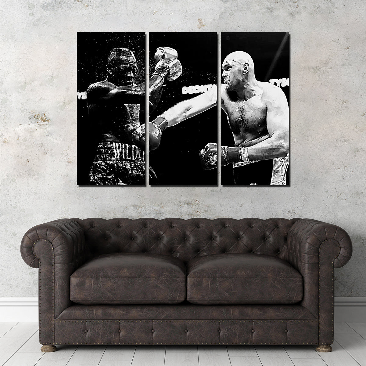 Fury Vs. Wilder Grayscale Wall Art