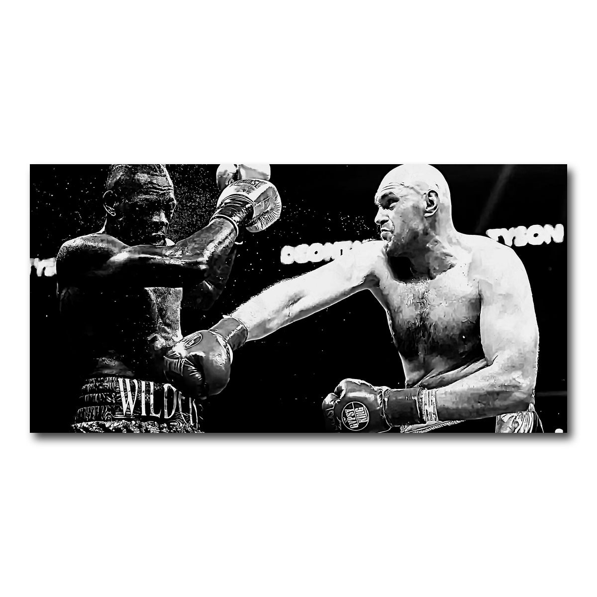 AUTO-MOCKUP WHITE | Fury Vs. Wilder Grayscale | 1 Piece | Gallery Wrap Canvas | group=2x1