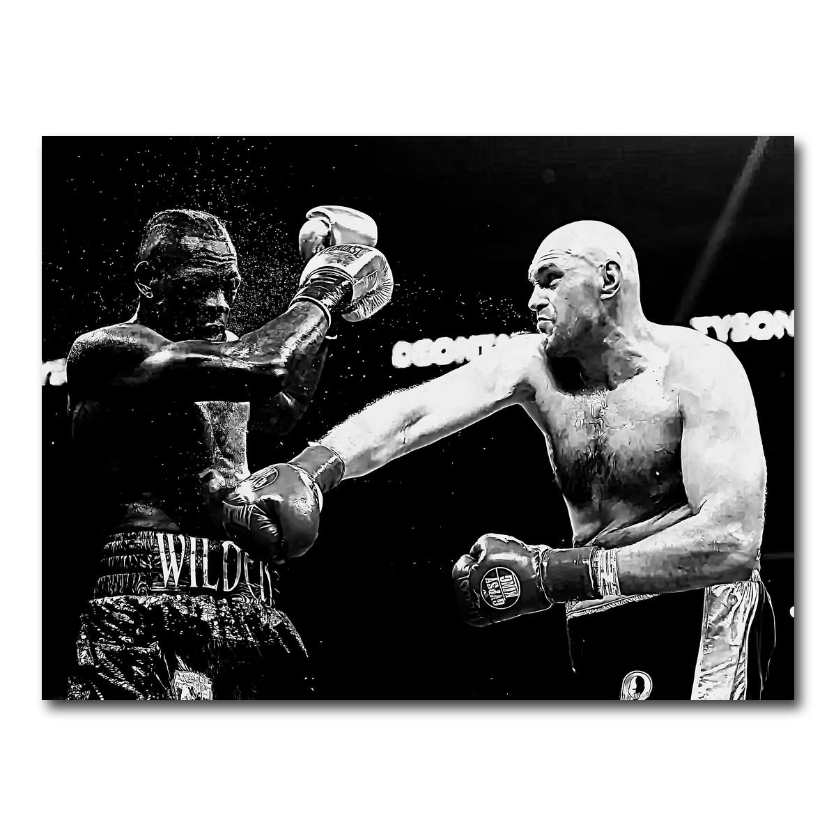 AUTO-MOCKUP WHITE | Fury Vs. Wilder Grayscale | 1 Piece | Gallery Wrap Canvas | group=4x3