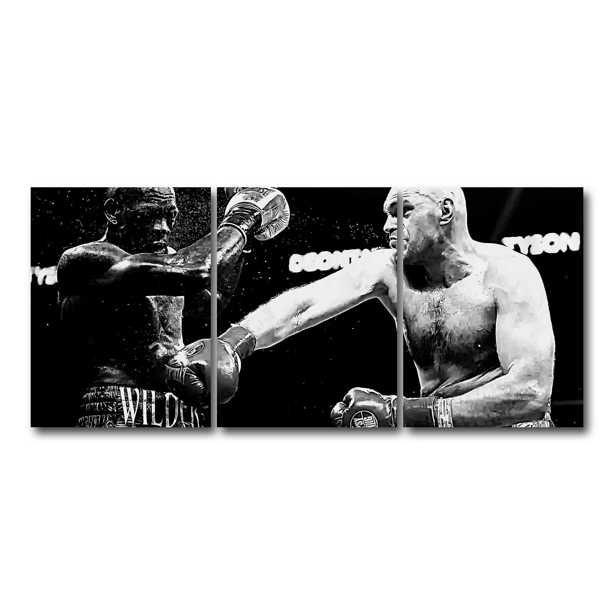 AUTO-MOCKUP WHITE | Fury Vs. Wilder Grayscale | 3 Piece | Gallery Wrap Canvas | group=18x24