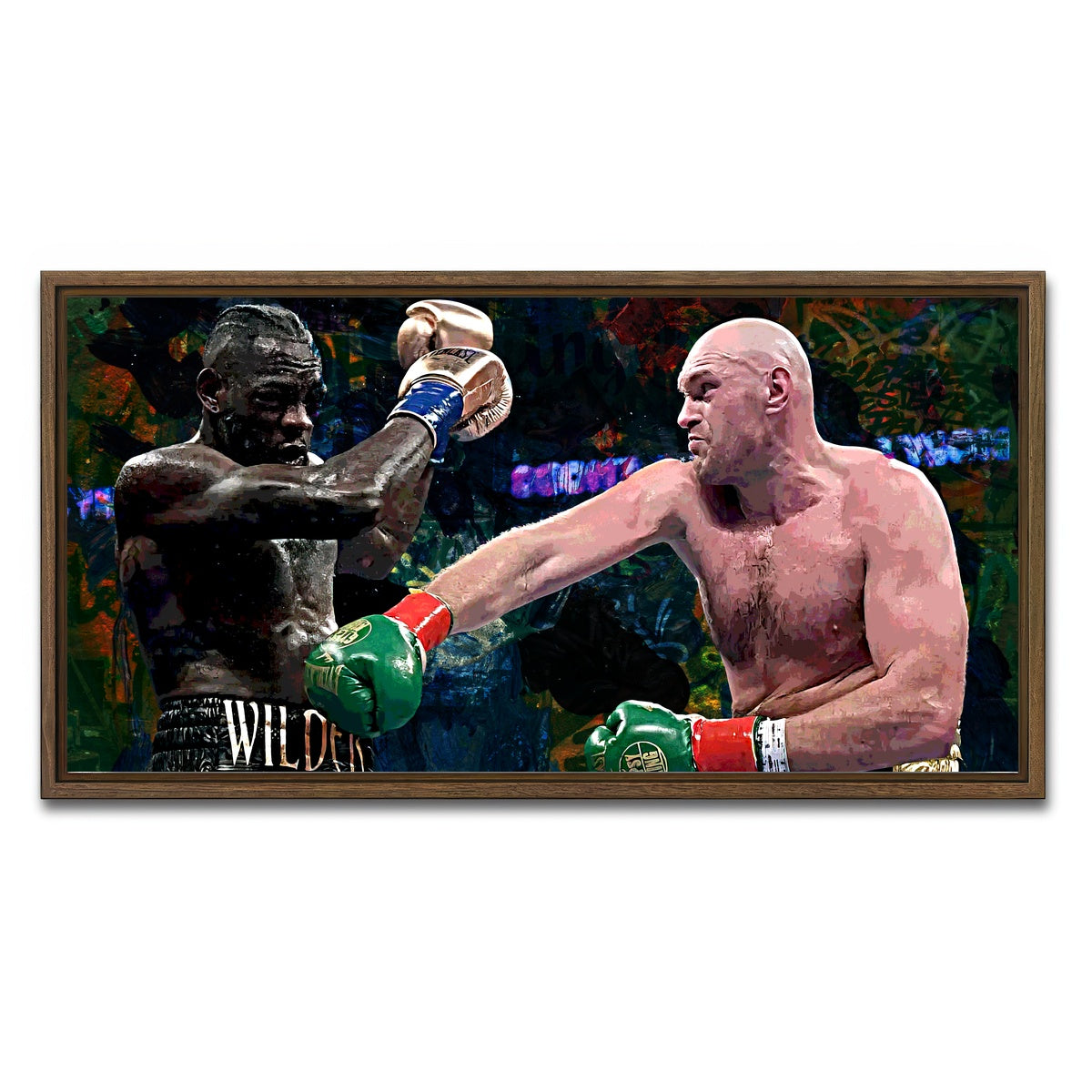 AUTO-MOCKUP WHITE | Fury Vs. Wilder | 1 Piece | Walnut Framed Canvas | group=2x1