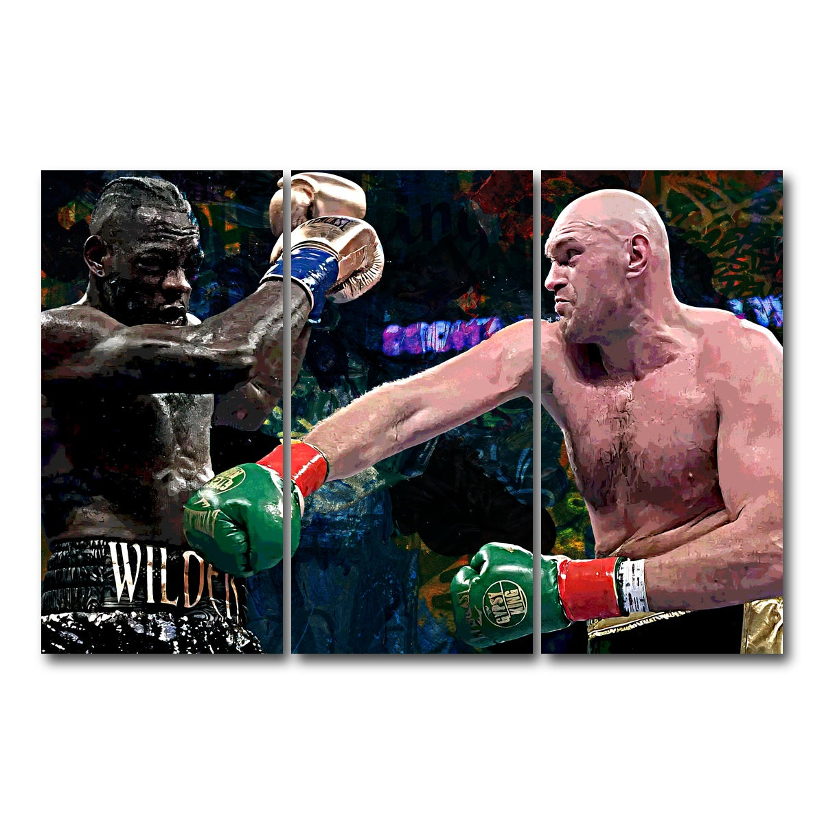 AUTO-MOCKUP WHITE | Fury Vs. Wilder | 3 Piece | Gallery Wrap Canvas | group=12x24