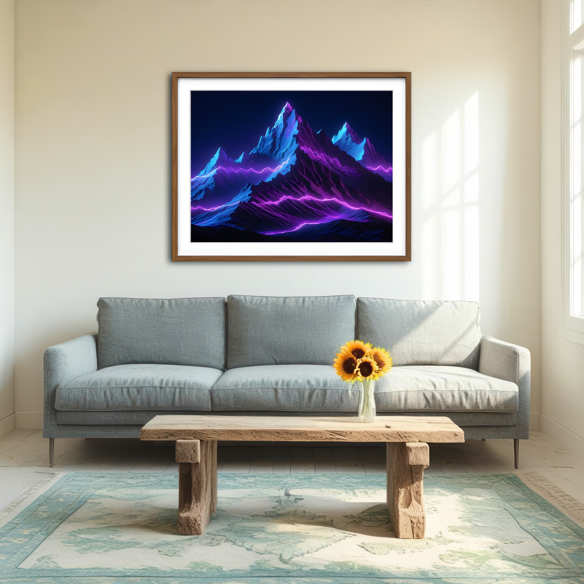 AUTO-MOCKUP ROOM | Futuristic Mountain Range Wall Art