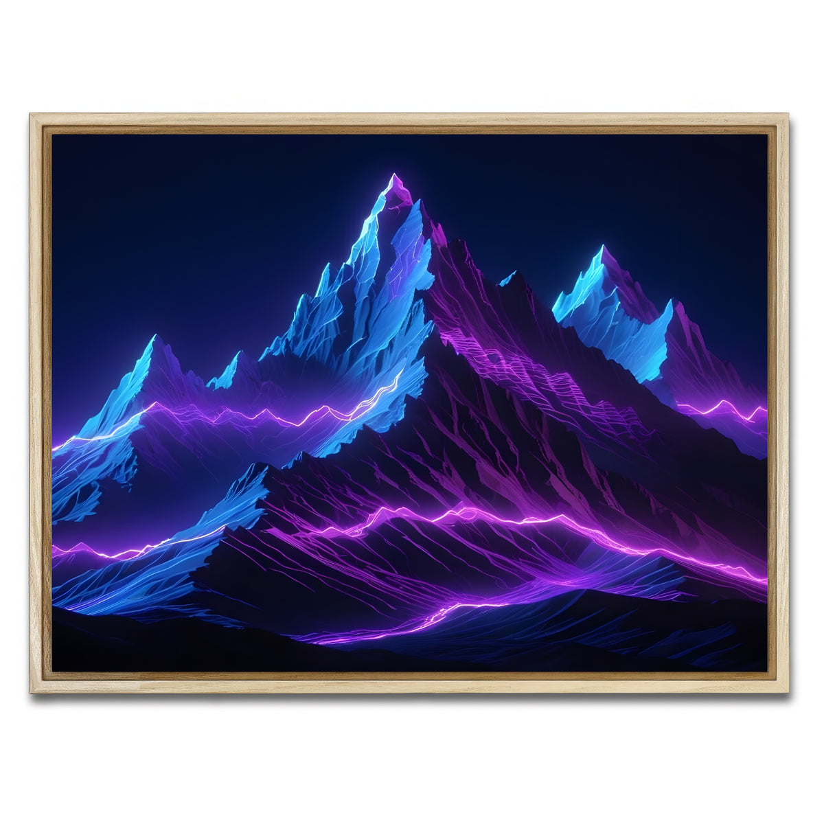 AUTO-MOCKUP WHITE | Futuristic mountain range | 1 Piece | Natural Framed Canvas | group=4x3