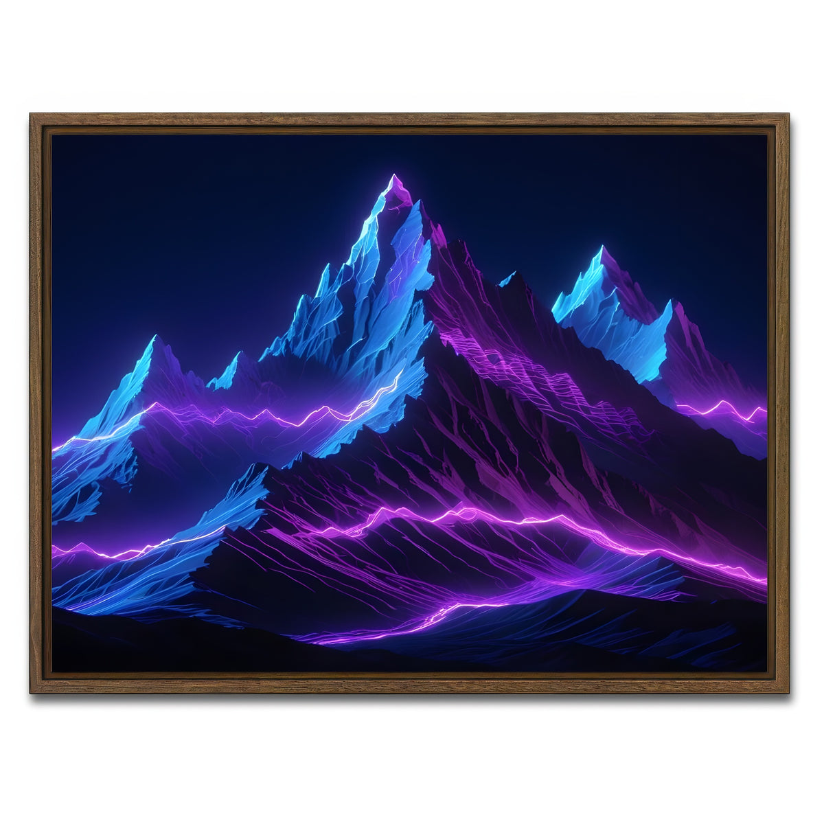 AUTO-MOCKUP WHITE | Futuristic mountain range | 1 Piece | Walnut Framed Canvas | group=4x3