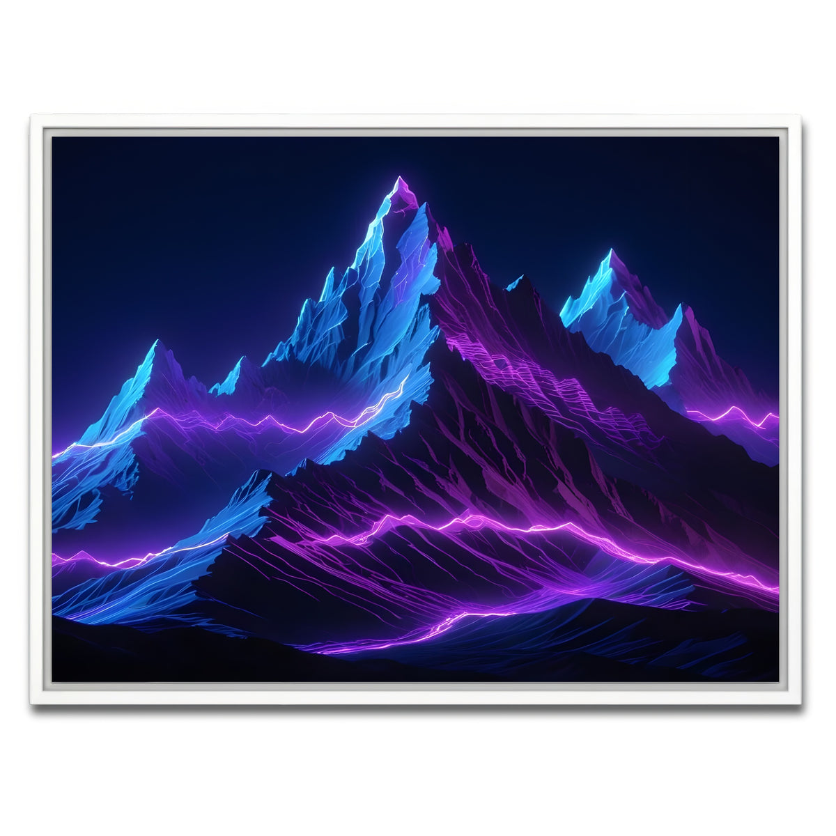 AUTO-MOCKUP WHITE | Futuristic mountain range | 1 Piece | White Framed Canvas | group=4x3