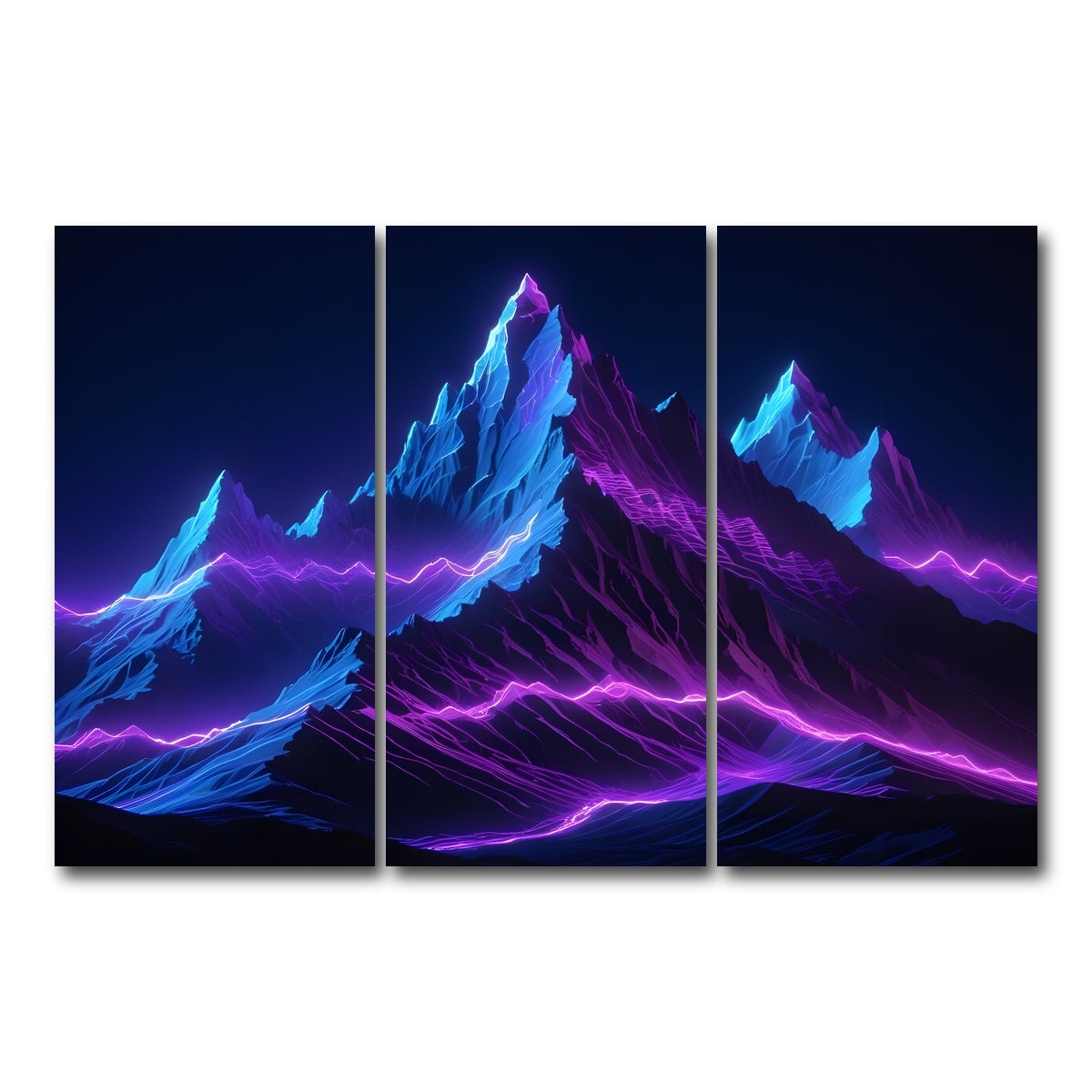 AUTO-MOCKUP WHITE | Futuristic mountain range | 3 Piece | Gallery Wrap Canvas | group=12x24