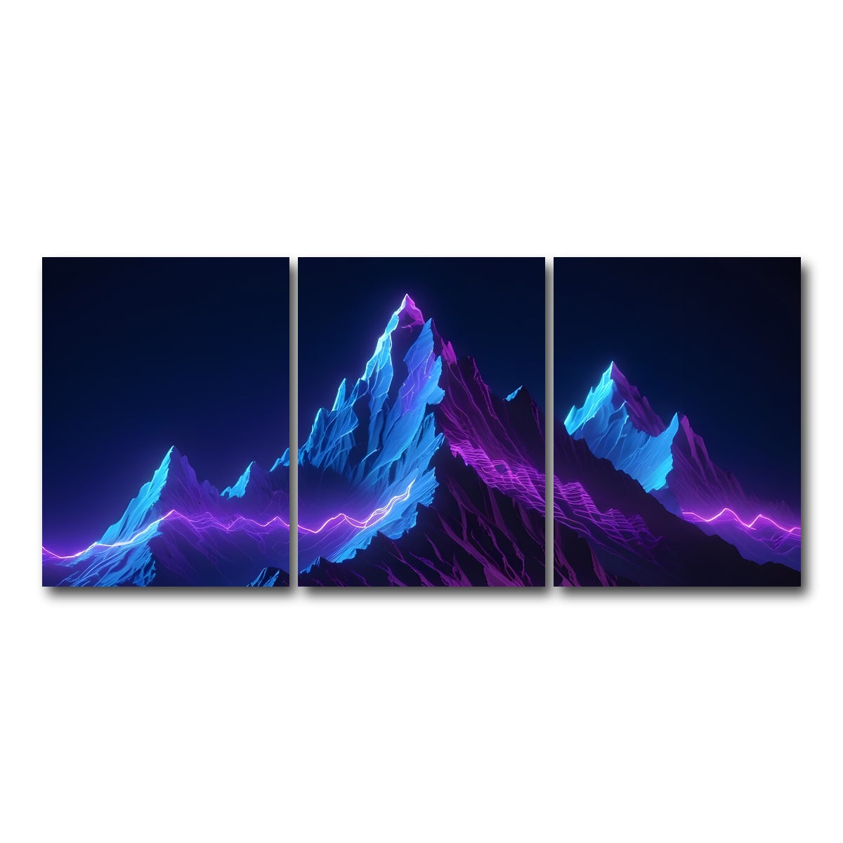 AUTO-MOCKUP WHITE | Futuristic mountain range | 3 Piece | Gallery Wrap Canvas | group=18x24