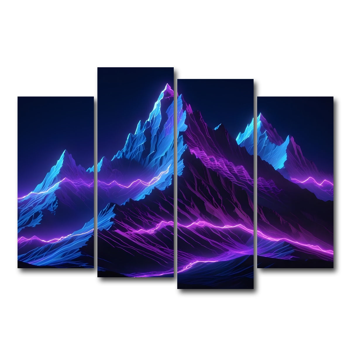 AUTO-MOCKUP WHITE | Futuristic mountain range | 4 Piece | Gallery Wrap Canvas | group=4_normal