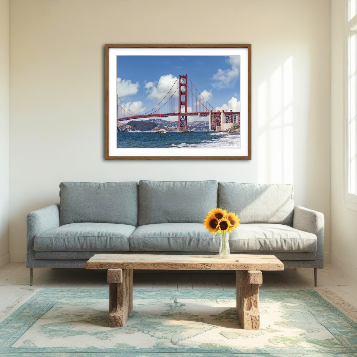 AUTO-MOCKUP ROOM | Golden Gate Baker Beach Panoramic Wall Art
