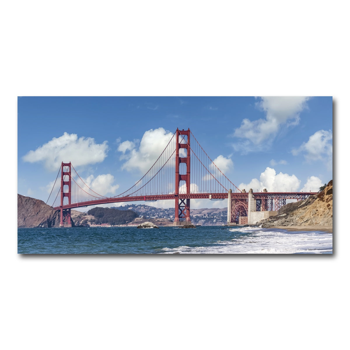 AUTO-MOCKUP WHITE | GOLDEN GATE Baker Beach Panoramic | 1 Piece | Gallery Wrap Canvas | group=2x1