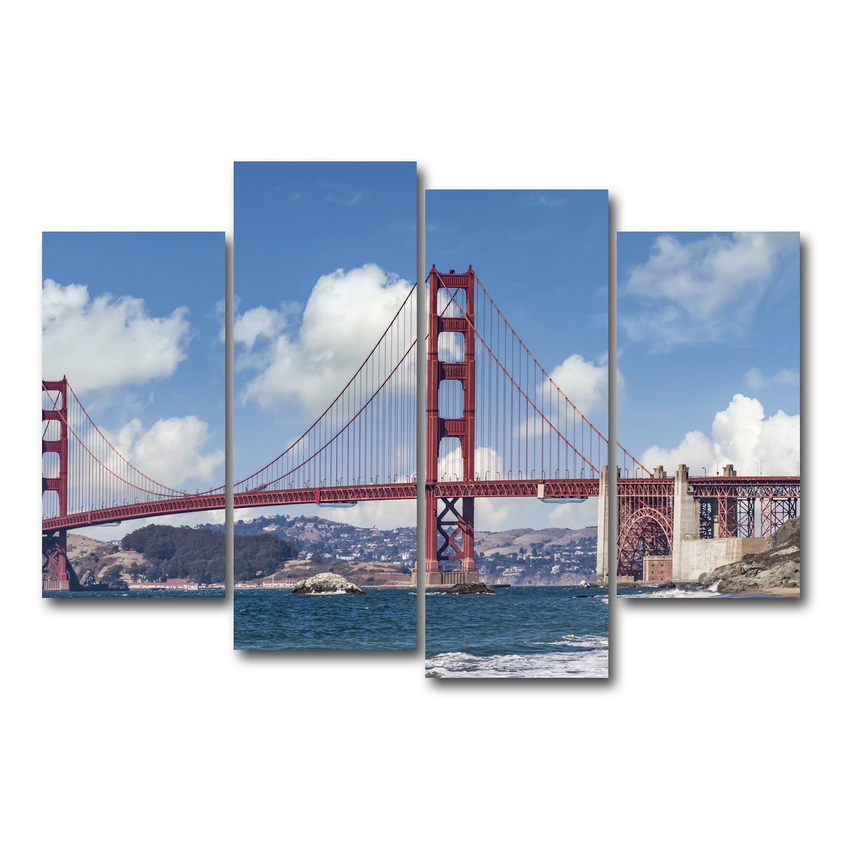 AUTO-MOCKUP WHITE | GOLDEN GATE Baker Beach Panoramic | 4 Piece | Gallery Wrap Canvas | group=4_short