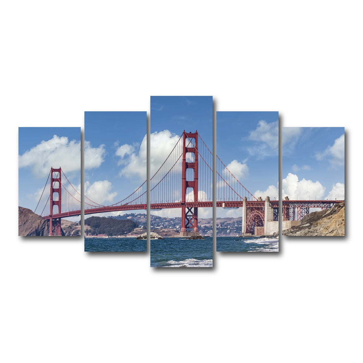 AUTO-MOCKUP WHITE | GOLDEN GATE Baker Beach Panoramic | 5 Piece | Gallery Wrap Canvas | group=5_normal