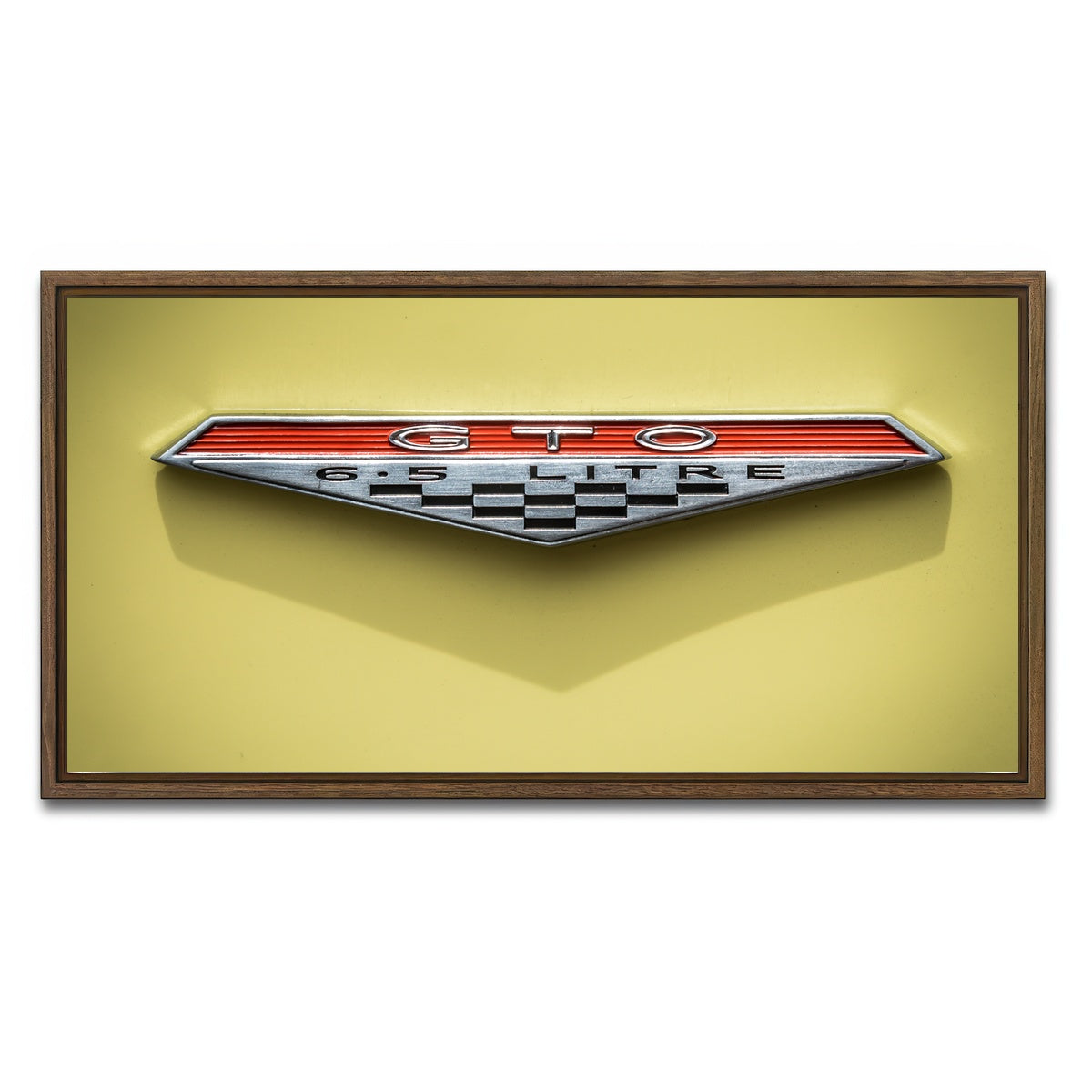 AUTO-MOCKUP WHITE | GTO Emblem | 1 Piece | Walnut Framed Canvas | group=2x1