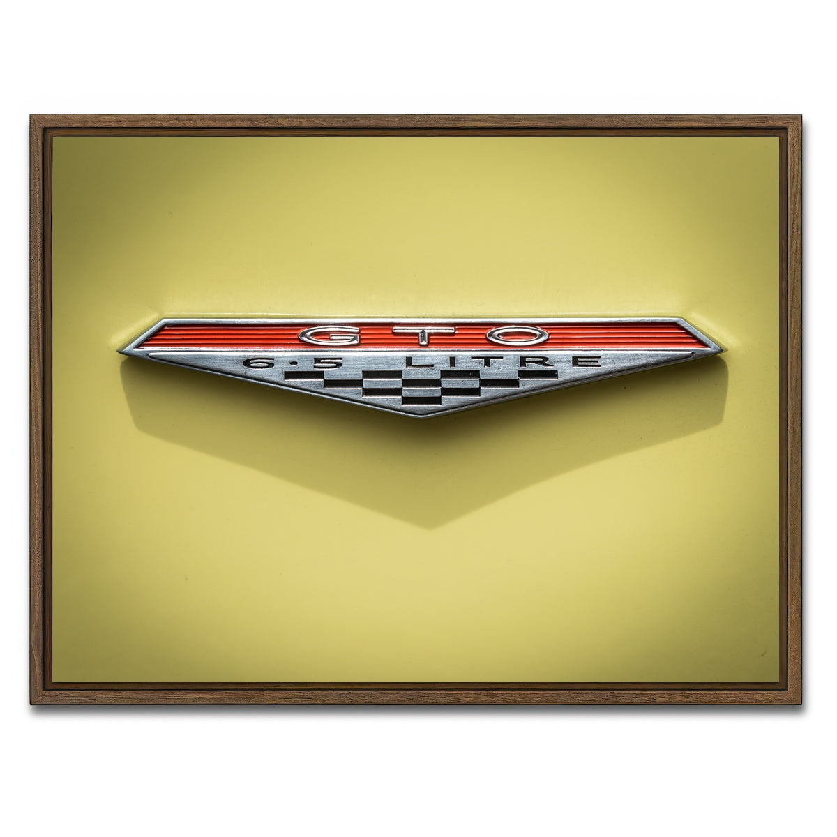 AUTO-MOCKUP WHITE | GTO Emblem | 1 Piece | Walnut Framed Canvas | group=4x3