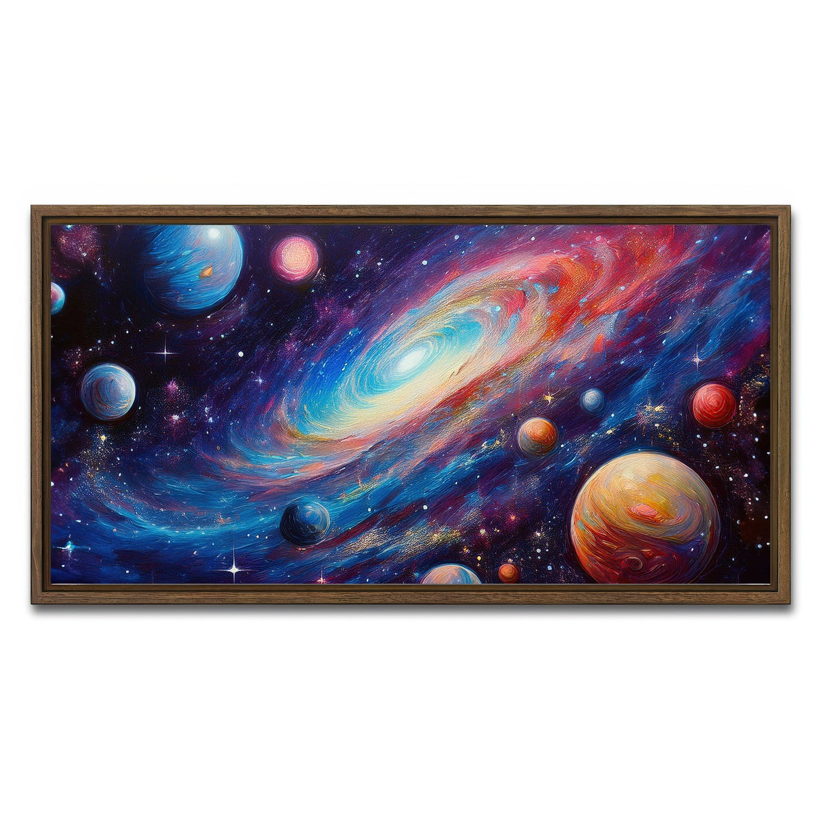 AUTO-MOCKUP WHITE | Galaxy Painting | 1 Piece | Walnut Framed Canvas | group=2x1