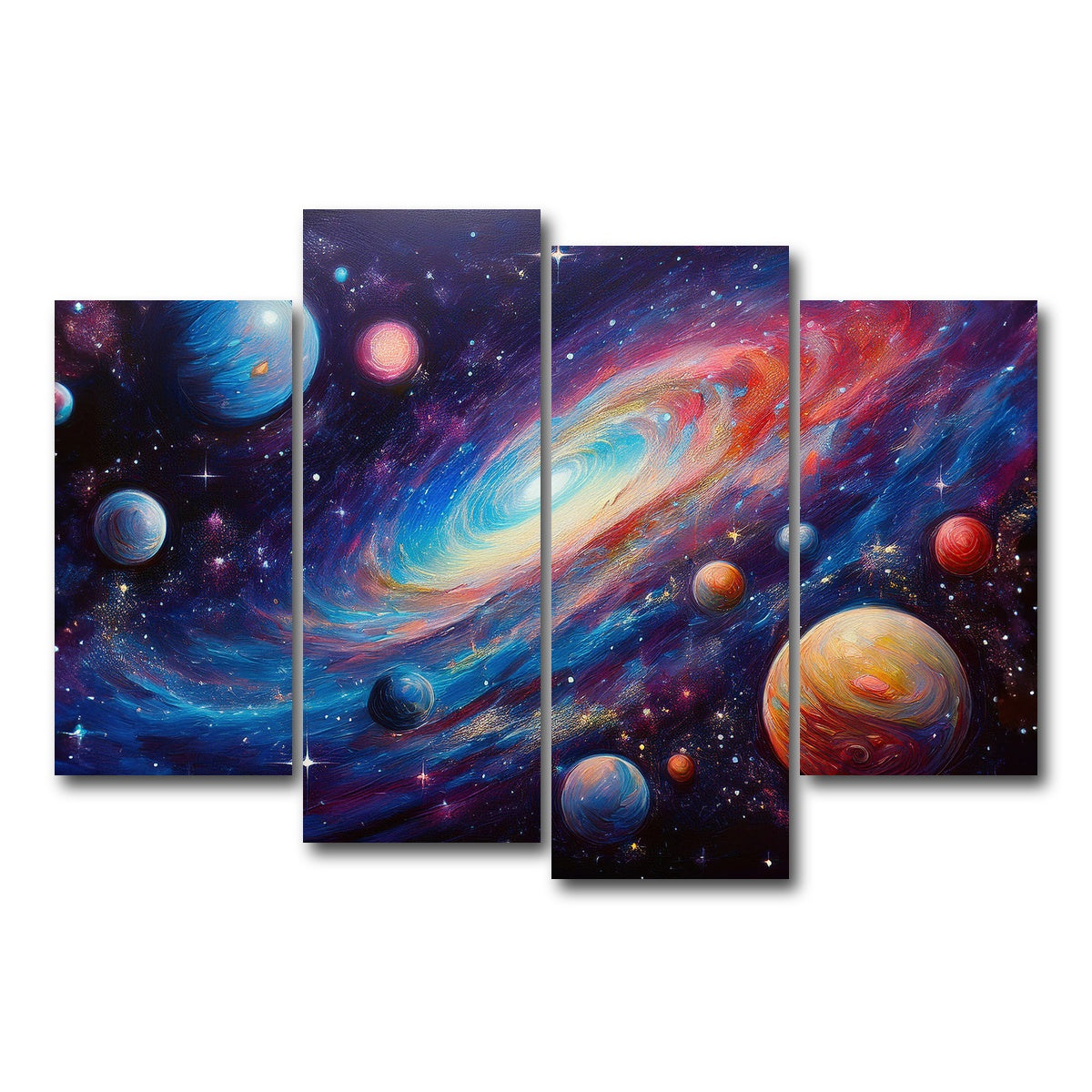 AUTO-MOCKUP WHITE | Galaxy Painting | 4 Piece | Gallery Wrap Canvas | group=4_short