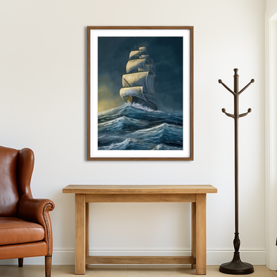 AUTO-MOCKUP ROOM | Galleon Under the Dark Sky Wall Art