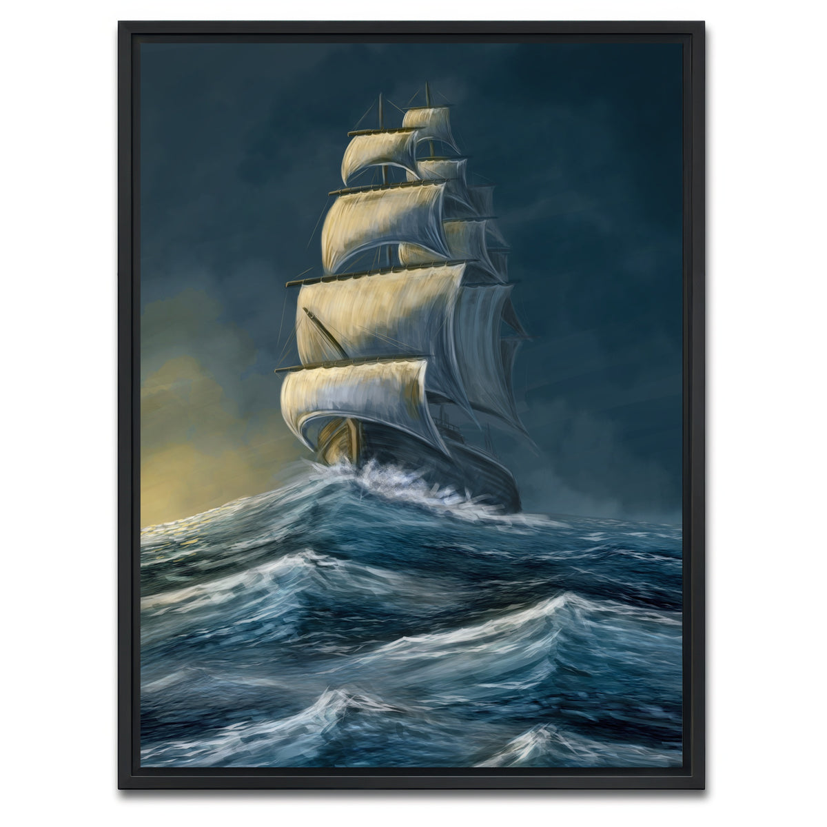 AUTO-MOCKUP WHITE | Galleon under the dark sky | 1 Piece | Black Framed Canvas | group=3x4