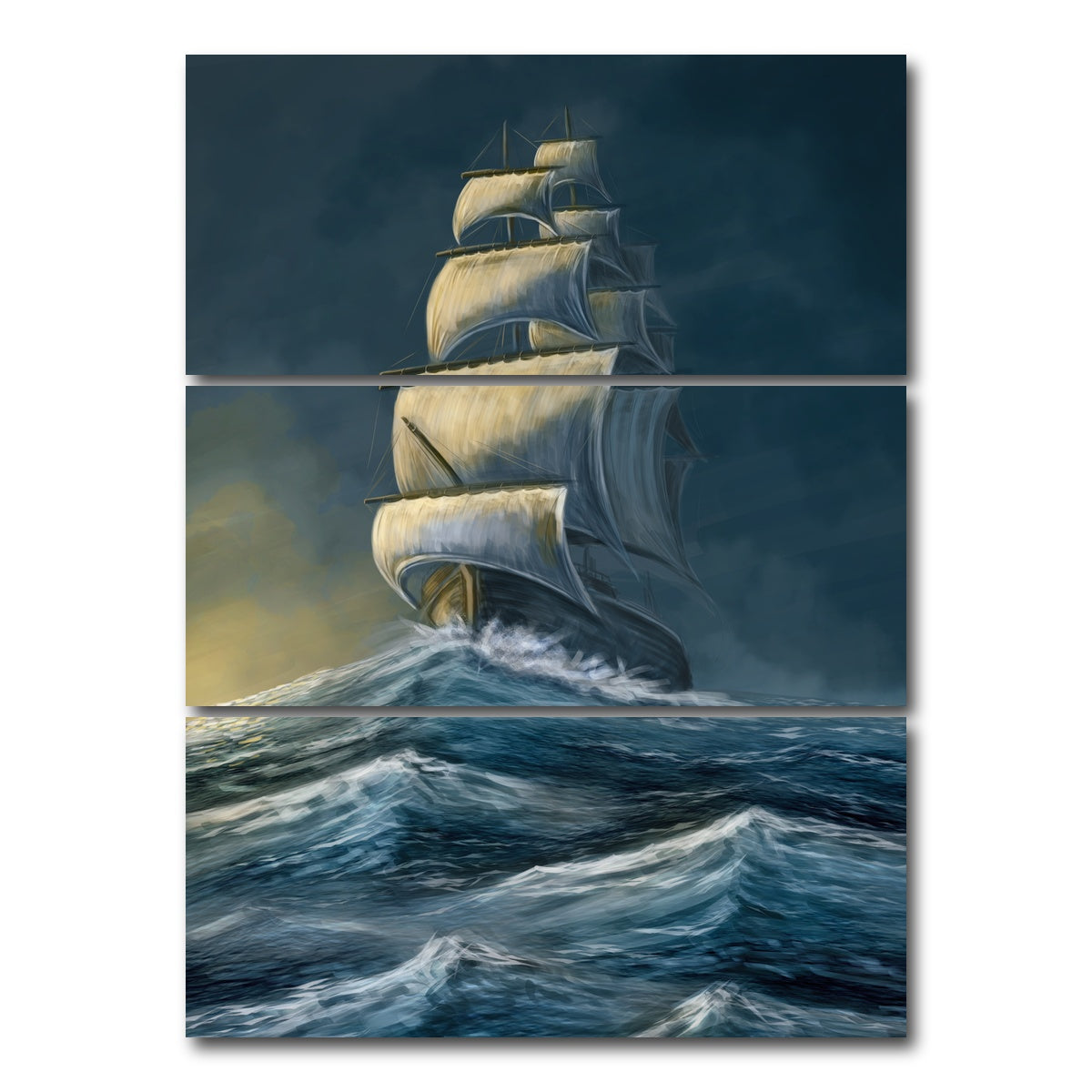 AUTO-MOCKUP WHITE | Galleon under the dark sky | 3 Piece | Gallery Wrap Canvas | group=8x18_stacked
