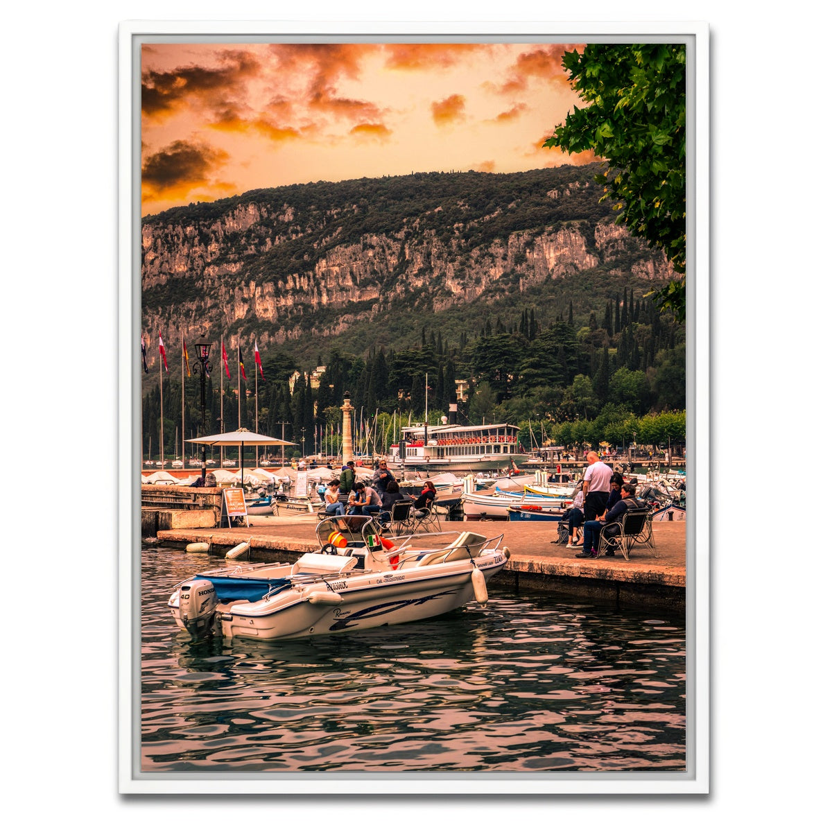 AUTO-MOCKUP WHITE | Garda at sunset | 1 Piece | White Framed Canvas | group=3x4