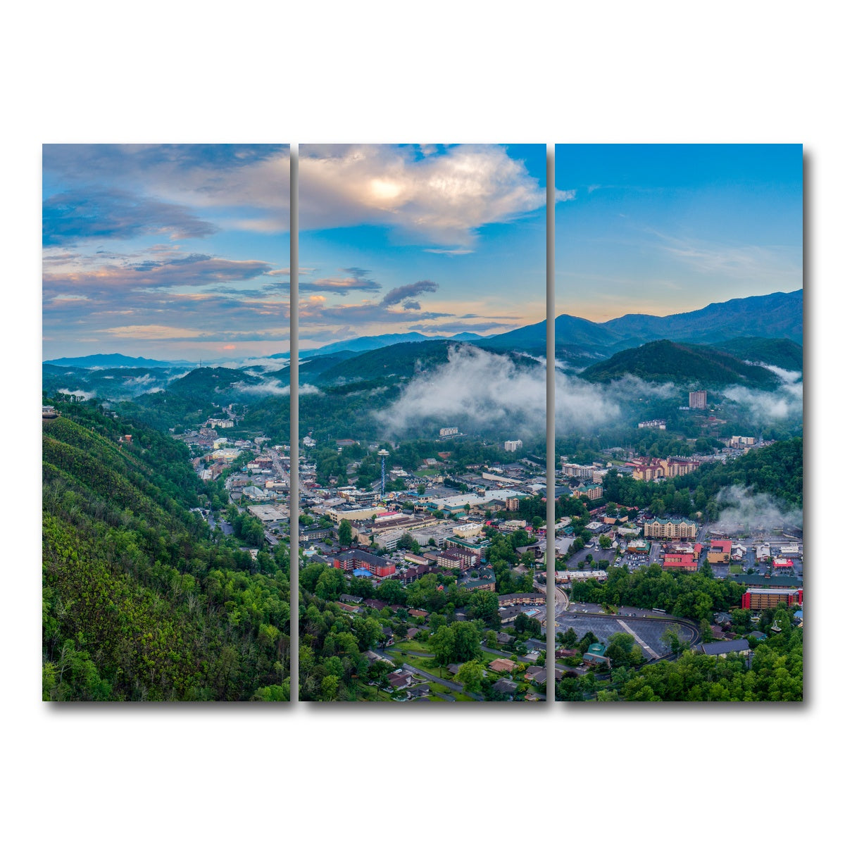 AUTO-MOCKUP WHITE | Gatlinburg Aerial | 3 Piece | Gallery Wrap Canvas | group=8x18