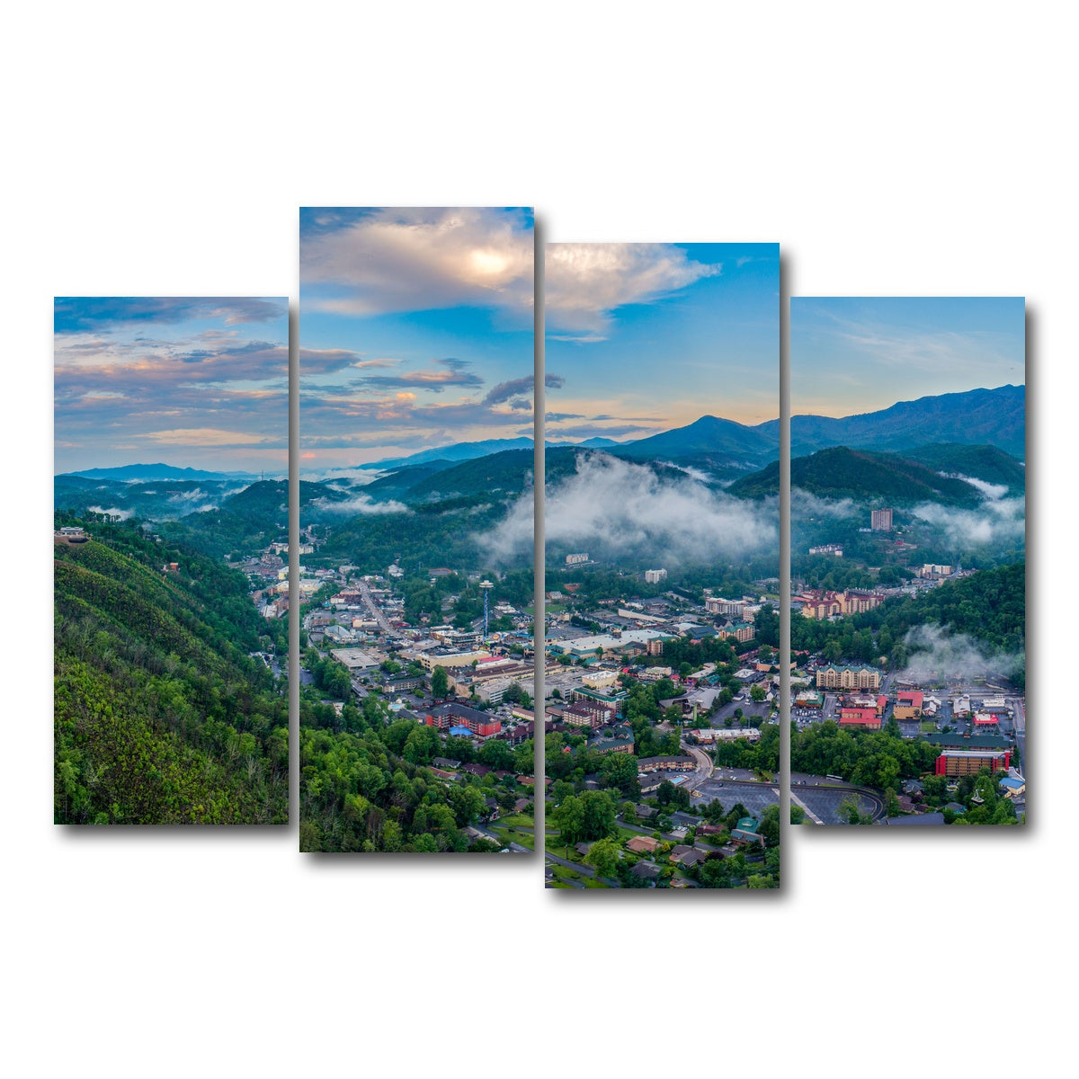 AUTO-MOCKUP WHITE | Gatlinburg Aerial | 4 Piece | Gallery Wrap Canvas | group=4_normal