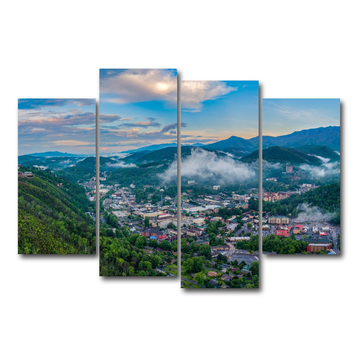 AUTO-MOCKUP WHITE | Gatlinburg Aerial | 4 Piece | Gallery Wrap Canvas | group=4_short