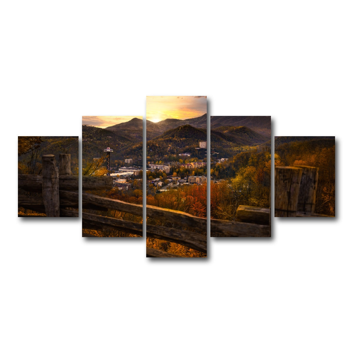 AUTO-MOCKUP WHITE | Gatlinburg Sunset | 5 Piece | Gallery Wrap Canvas | group=5_short