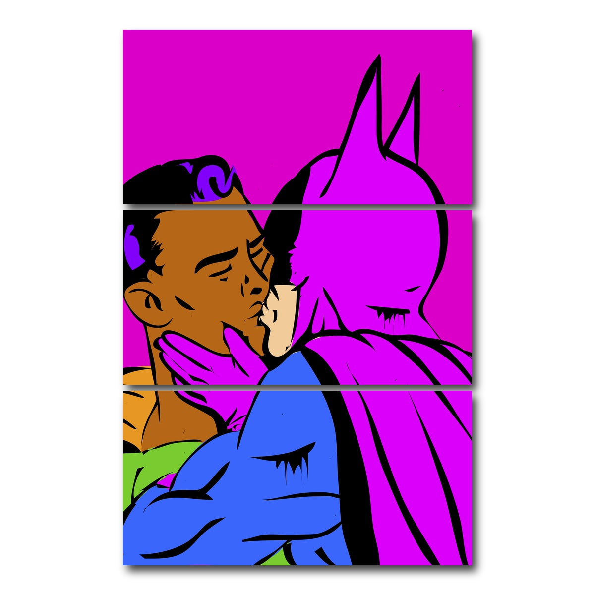 AUTO-MOCKUP WHITE | Gay Batman Superman | 3 Piece | Gallery Wrap Canvas | group=12x24_stacked