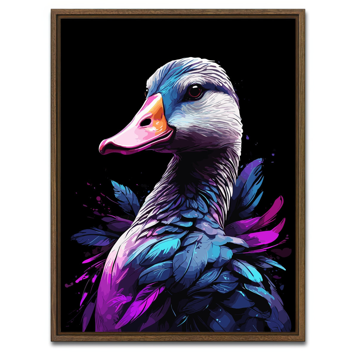 AUTO-MOCKUP WHITE | Geese Animal Colorful | 1 Piece | Walnut Framed Canvas | group=3x4