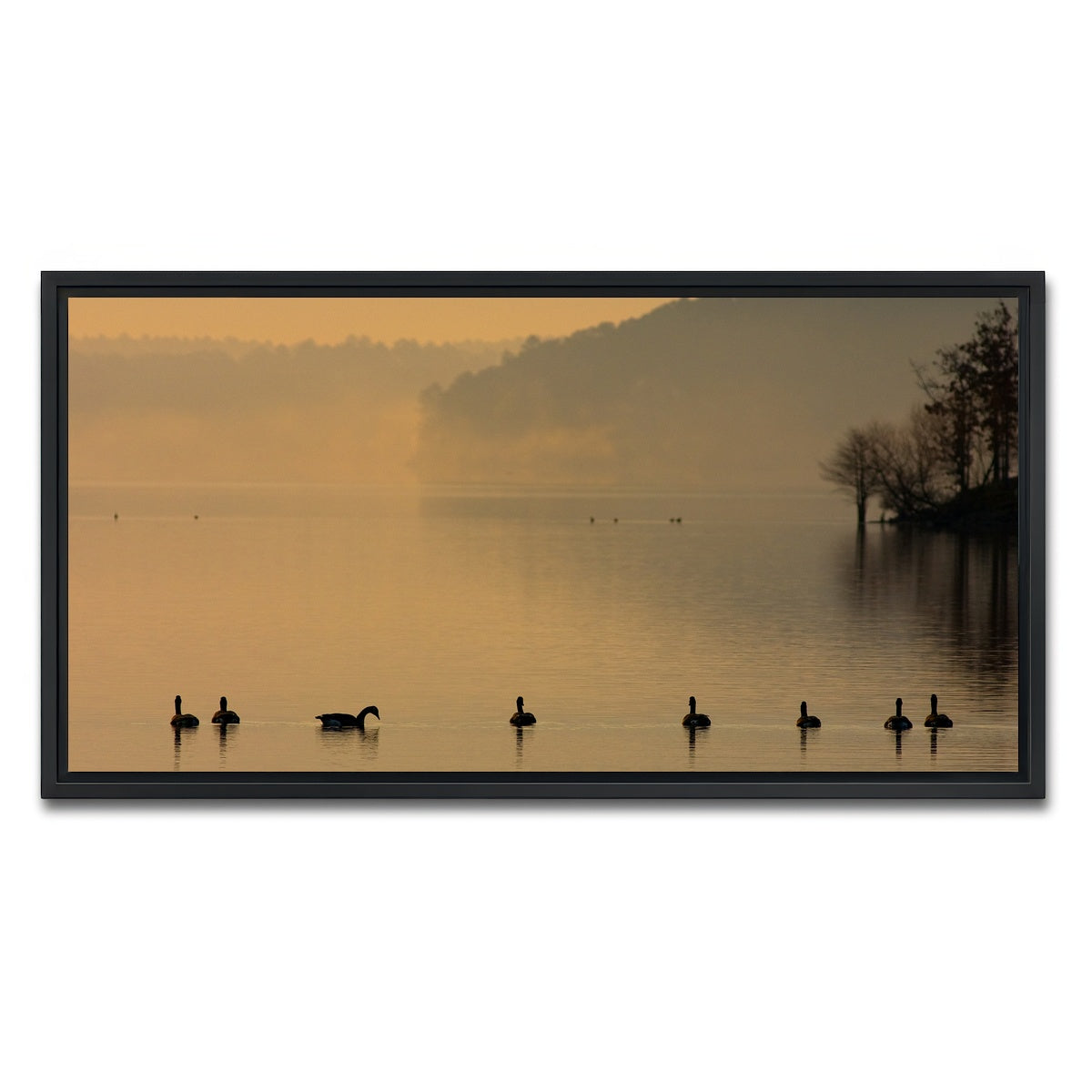 AUTO-MOCKUP WHITE | Geese on Lake Degray | 1 Piece | Black Framed Canvas | group=2x1