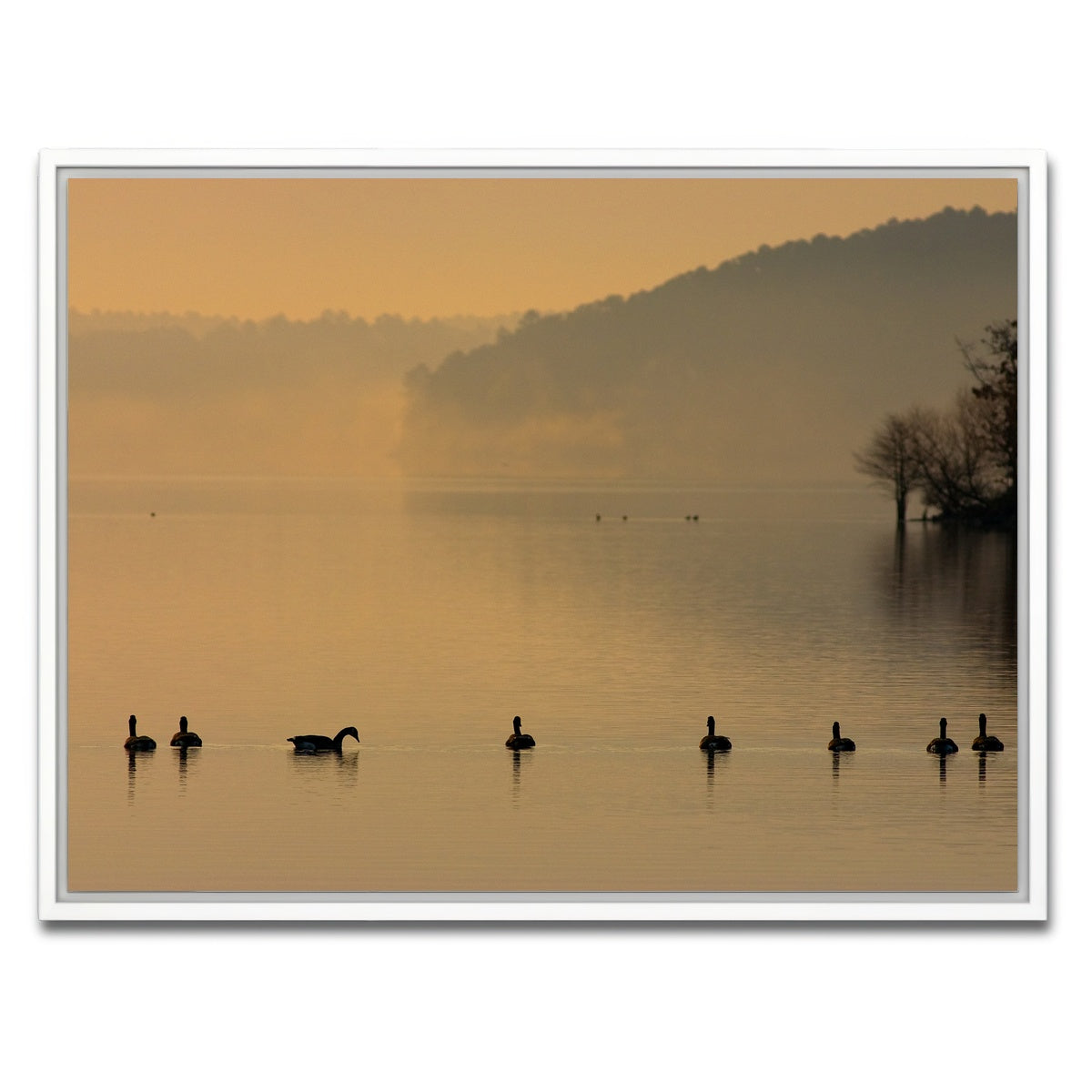 AUTO-MOCKUP WHITE | Geese on Lake Degray | 1 Piece | White Framed Canvas | group=4x3