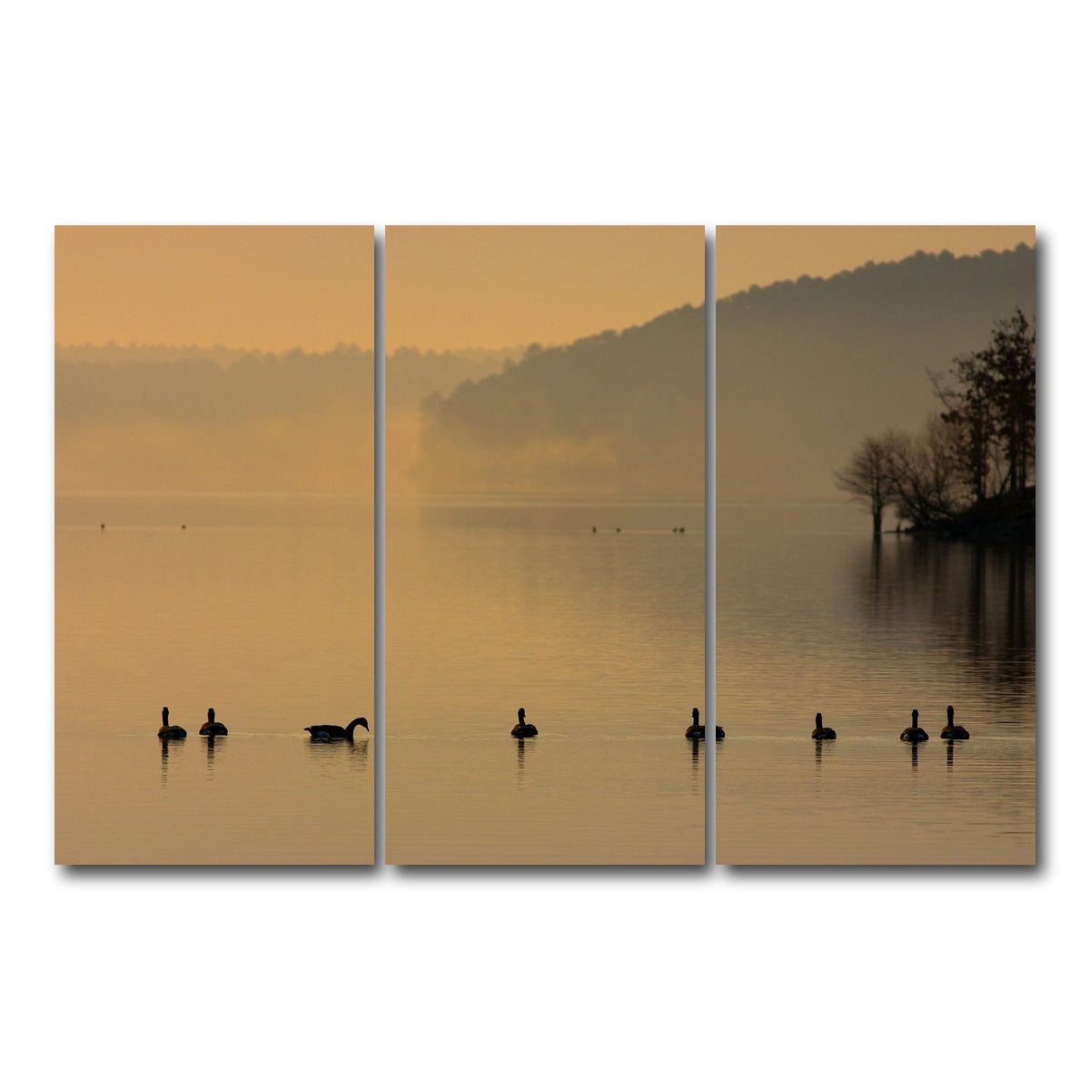 AUTO-MOCKUP WHITE | Geese on Lake Degray | 3 Piece | Gallery Wrap Canvas | group=12x24