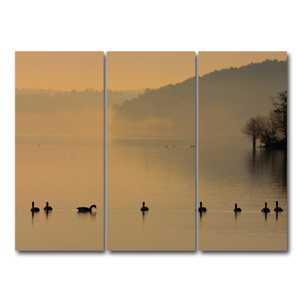 AUTO-MOCKUP WHITE | Geese on Lake Degray | 3 Piece | Gallery Wrap Canvas | group=8x18