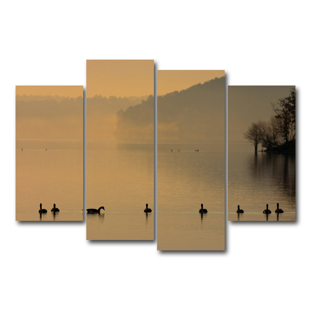 AUTO-MOCKUP WHITE | Geese on Lake Degray | 4 Piece | Gallery Wrap Canvas | group=4_short