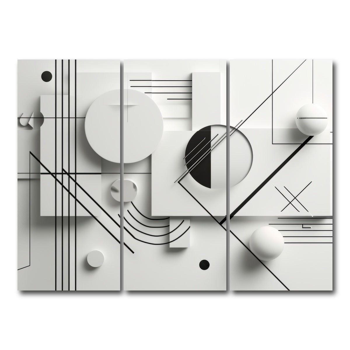 AUTO-MOCKUP WHITE | Geometric Lines | 3 Piece | Gallery Wrap Canvas | group=8x18