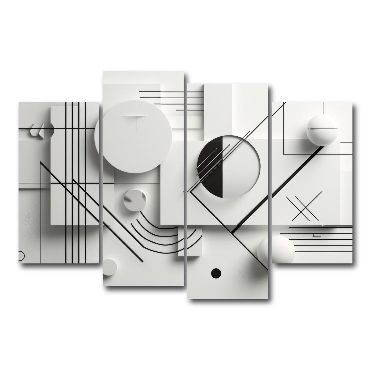 AUTO-MOCKUP WHITE | Geometric Lines | 4 Piece | Gallery Wrap Canvas | group=4_short