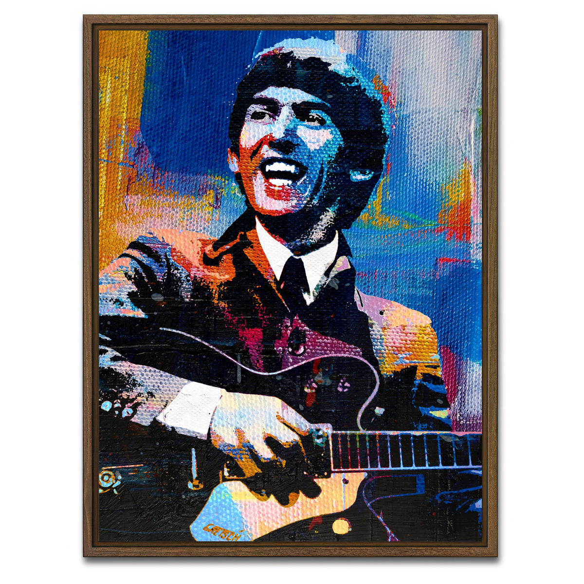 AUTO-MOCKUP WHITE | George Harrison Beatles | 1 Piece | Walnut Framed Canvas | group=3x4