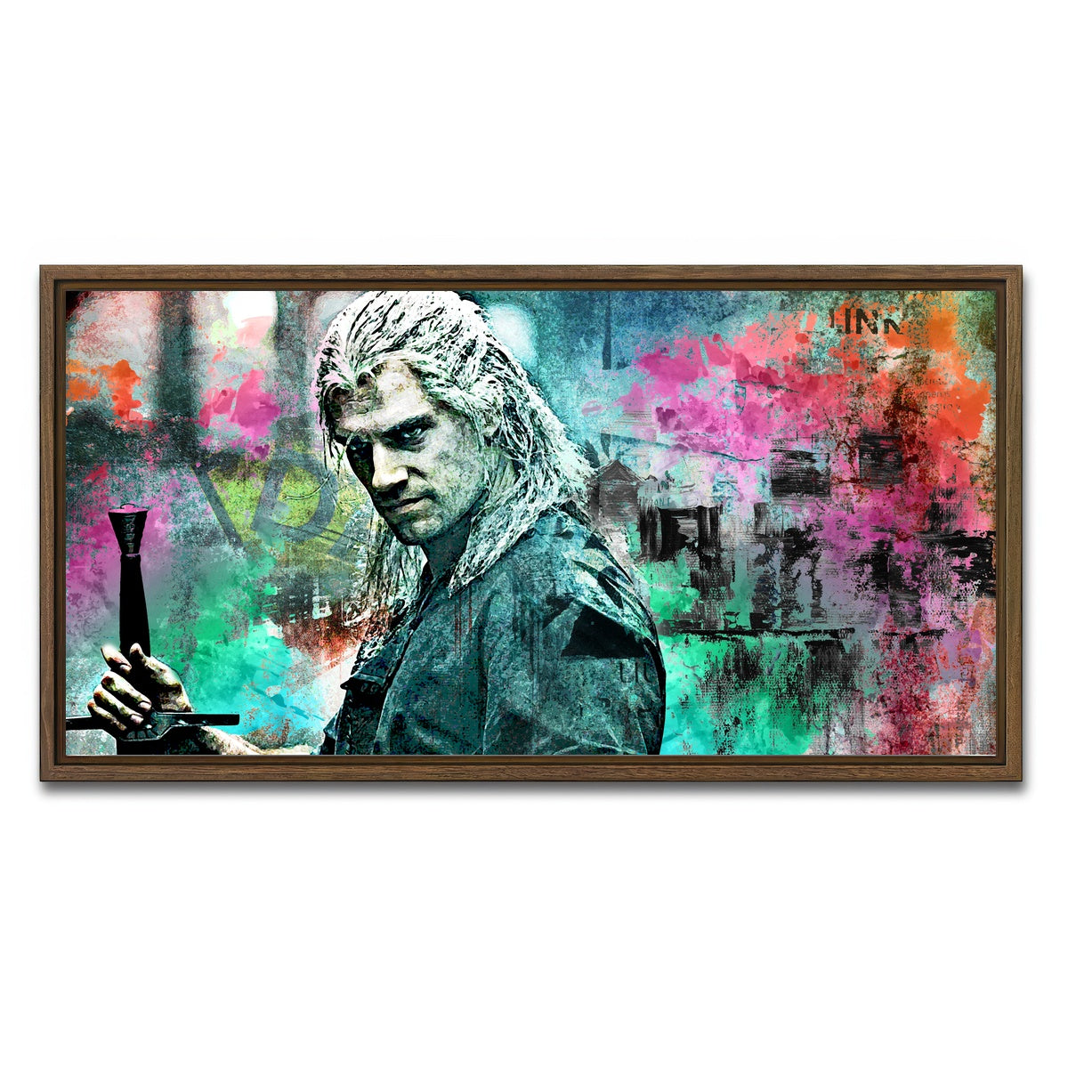 AUTO-MOCKUP WHITE | Geralt of Rivia | 1 Piece | Walnut Framed Canvas | group=2x1
