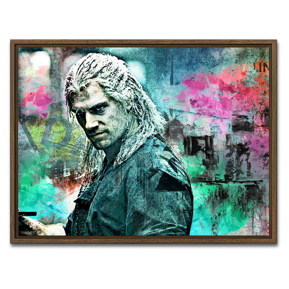 AUTO-MOCKUP WHITE | Geralt of Rivia | 1 Piece | Walnut Framed Canvas | group=4x3