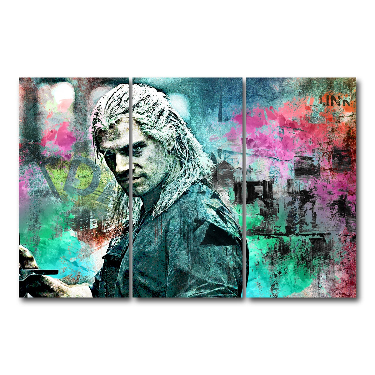 AUTO-MOCKUP WHITE | Geralt of Rivia | 3 Piece | Gallery Wrap Canvas | group=12x24
