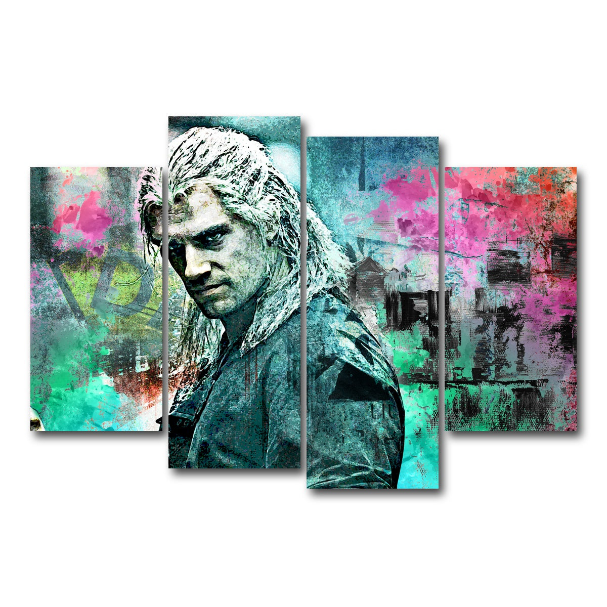 AUTO-MOCKUP WHITE | Geralt of Rivia | 4 Piece | Gallery Wrap Canvas | group=4_short