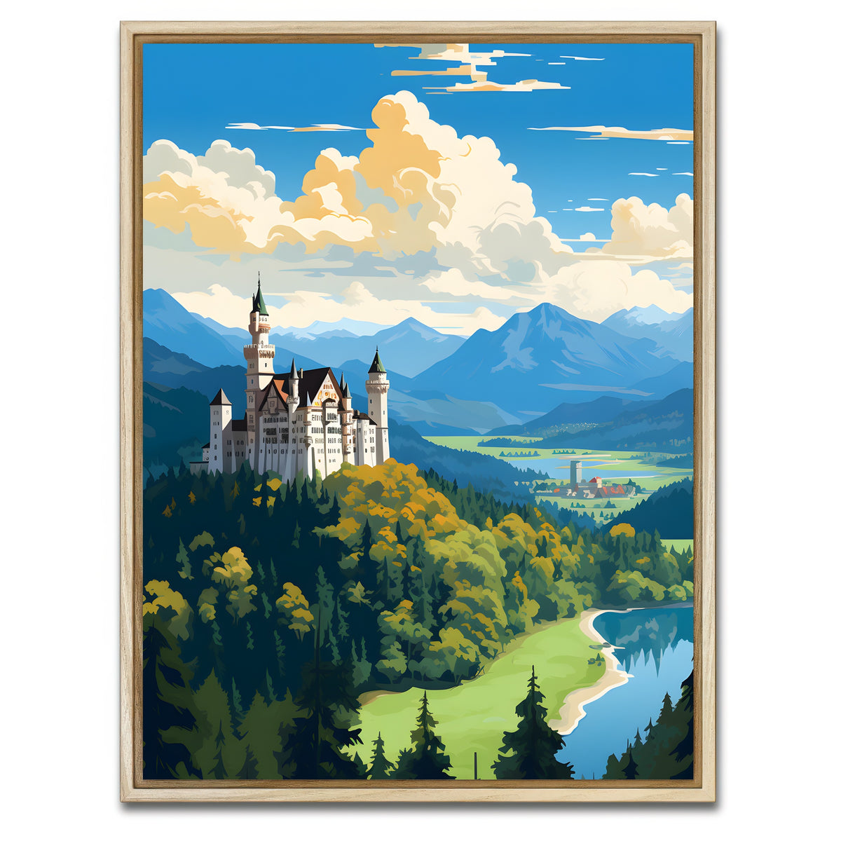 AUTO-MOCKUP WHITE | Germany - Neuschwanstein Castle | 1 Piece | Natural Framed Canvas | group=3x4