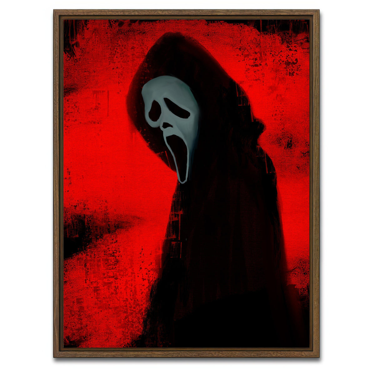 AUTO-MOCKUP WHITE | Ghost Face portrait | 1 Piece | Walnut Framed Canvas | group=3x4