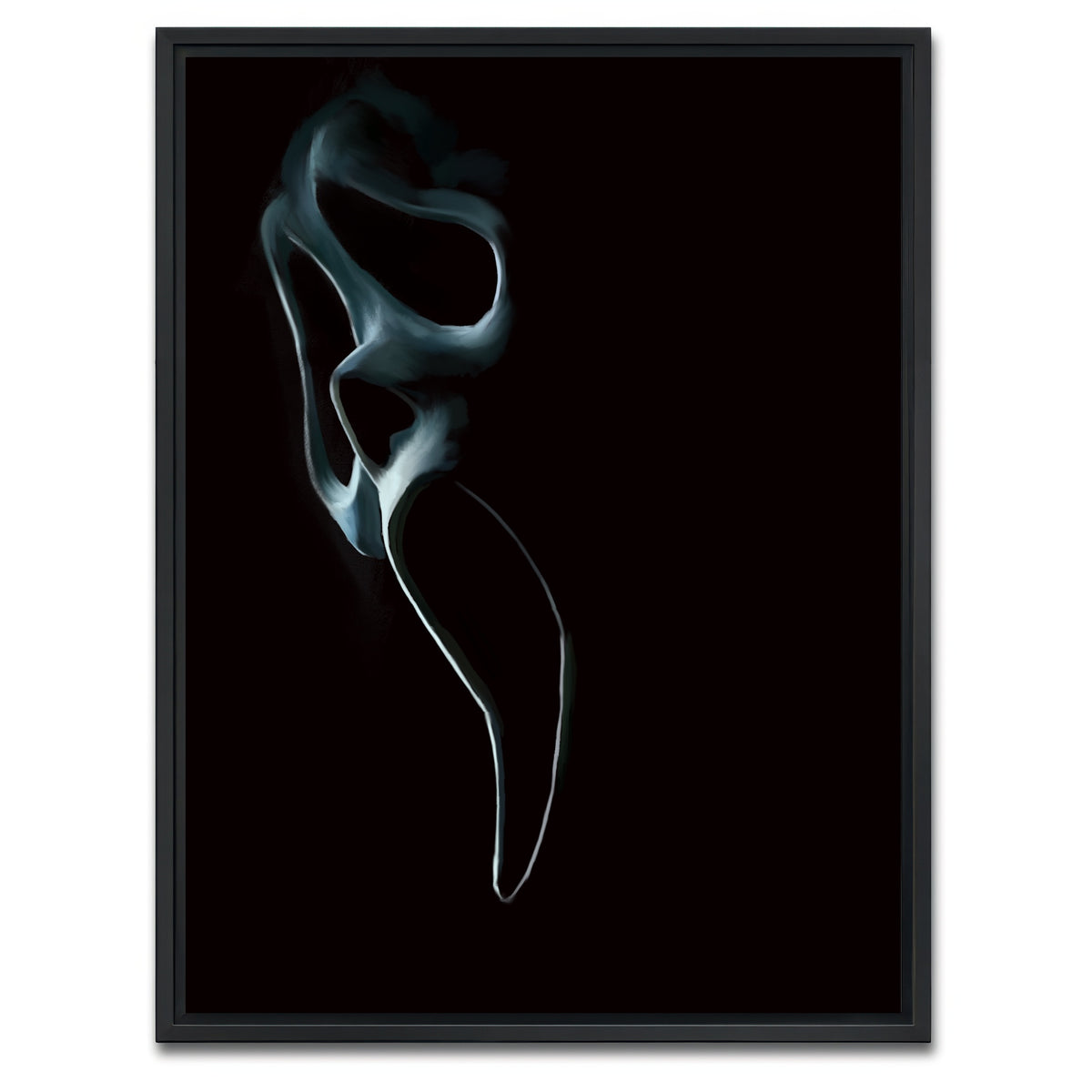 AUTO-MOCKUP WHITE | Ghost face out of the shadows | 1 Piece | Black Framed Canvas | group=3x4