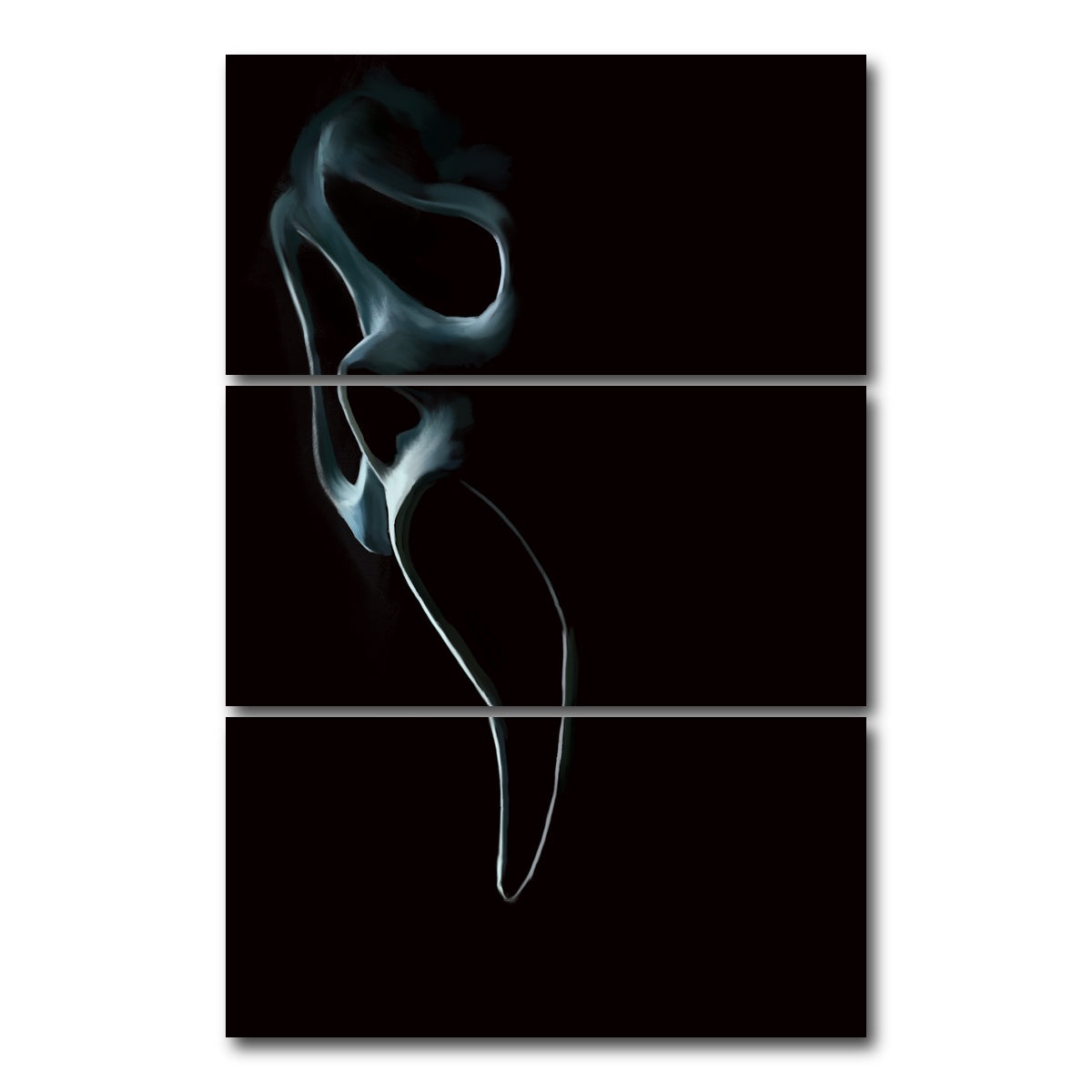 AUTO-MOCKUP WHITE | Ghost face out of the shadows | 3 Piece | Gallery Wrap Canvas | group=12x24_stacked