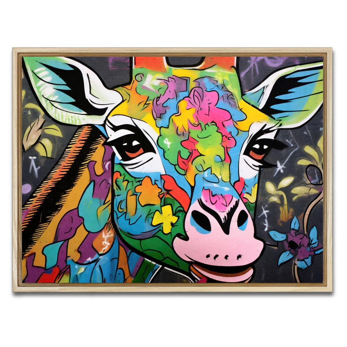 AUTO-MOCKUP WHITE | Giraffe Graffiti | 1 Piece | Natural Framed Canvas | group=4x3