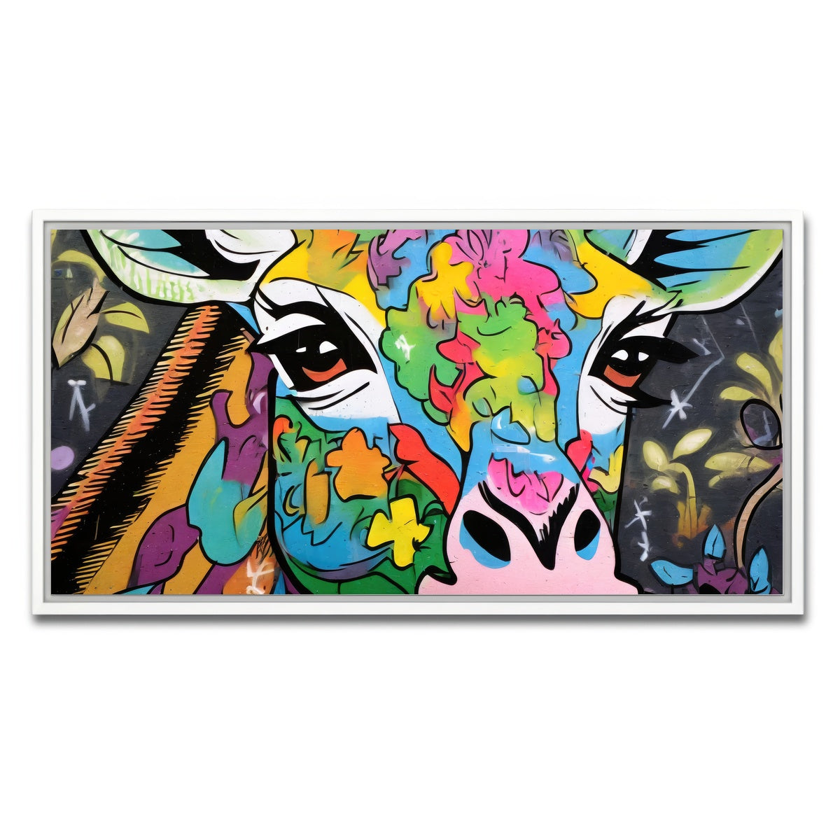 AUTO-MOCKUP WHITE | Giraffe Graffiti | 1 Piece | White Framed Canvas | group=2x1