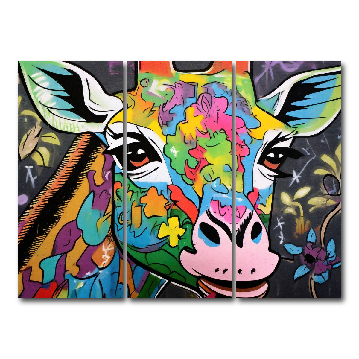 AUTO-MOCKUP WHITE | Giraffe Graffiti | 3 Piece | Gallery Wrap Canvas | group=8x18